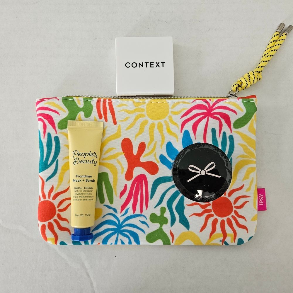 Colorful Patterned Pouch with Skincare Set